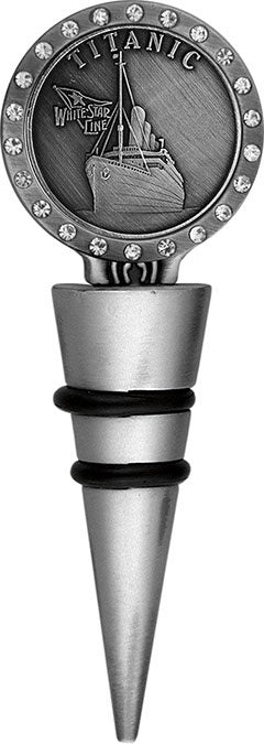 Titanic Pewter Emblem Rhinestone & Pewter Bottle Stopper
