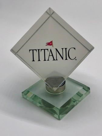 Spinning Crystal Cube Titanic Paperweight