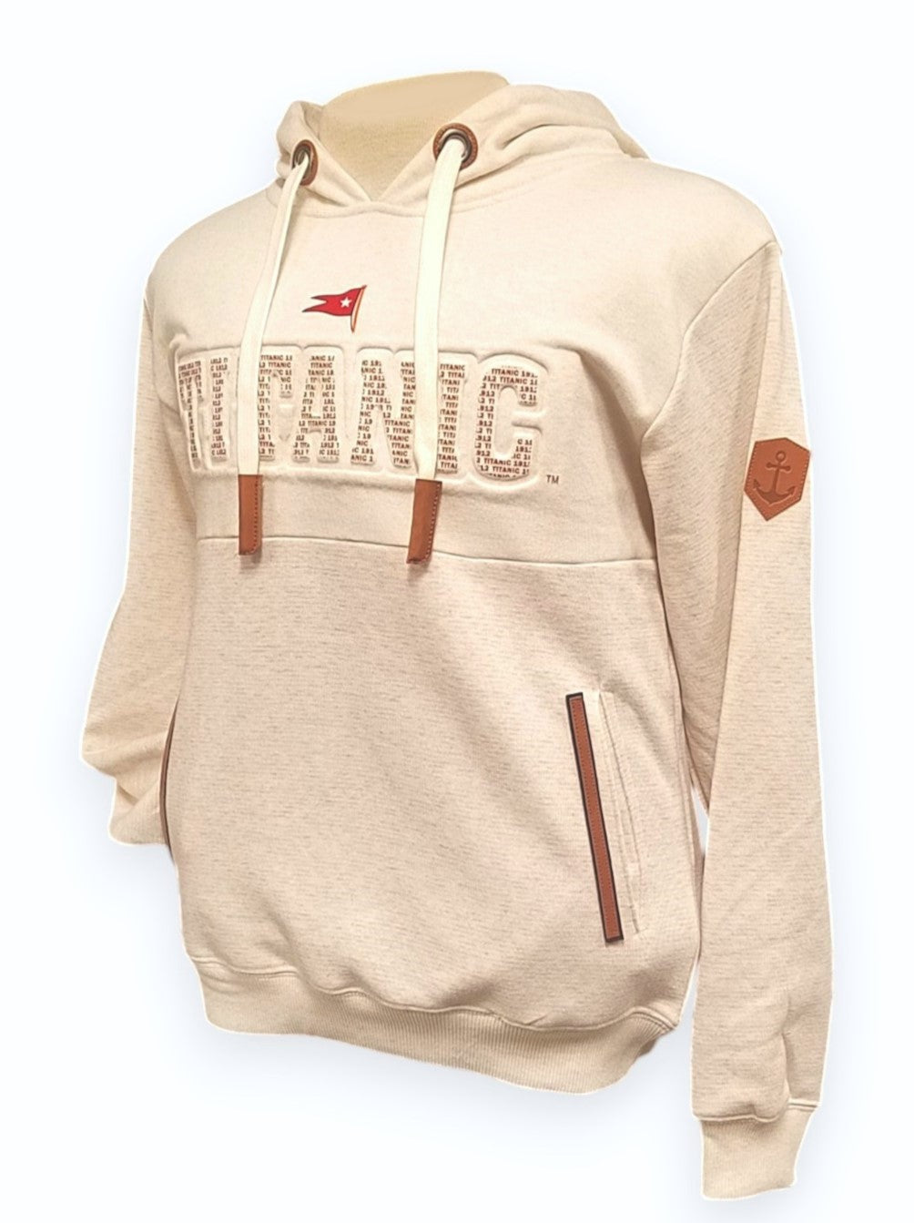 Titanic Embossed Hoodie with Leatherette Accents