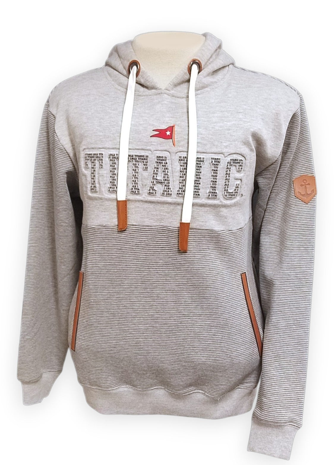 Titanic Embossed Hoodie with Leatherette Accents