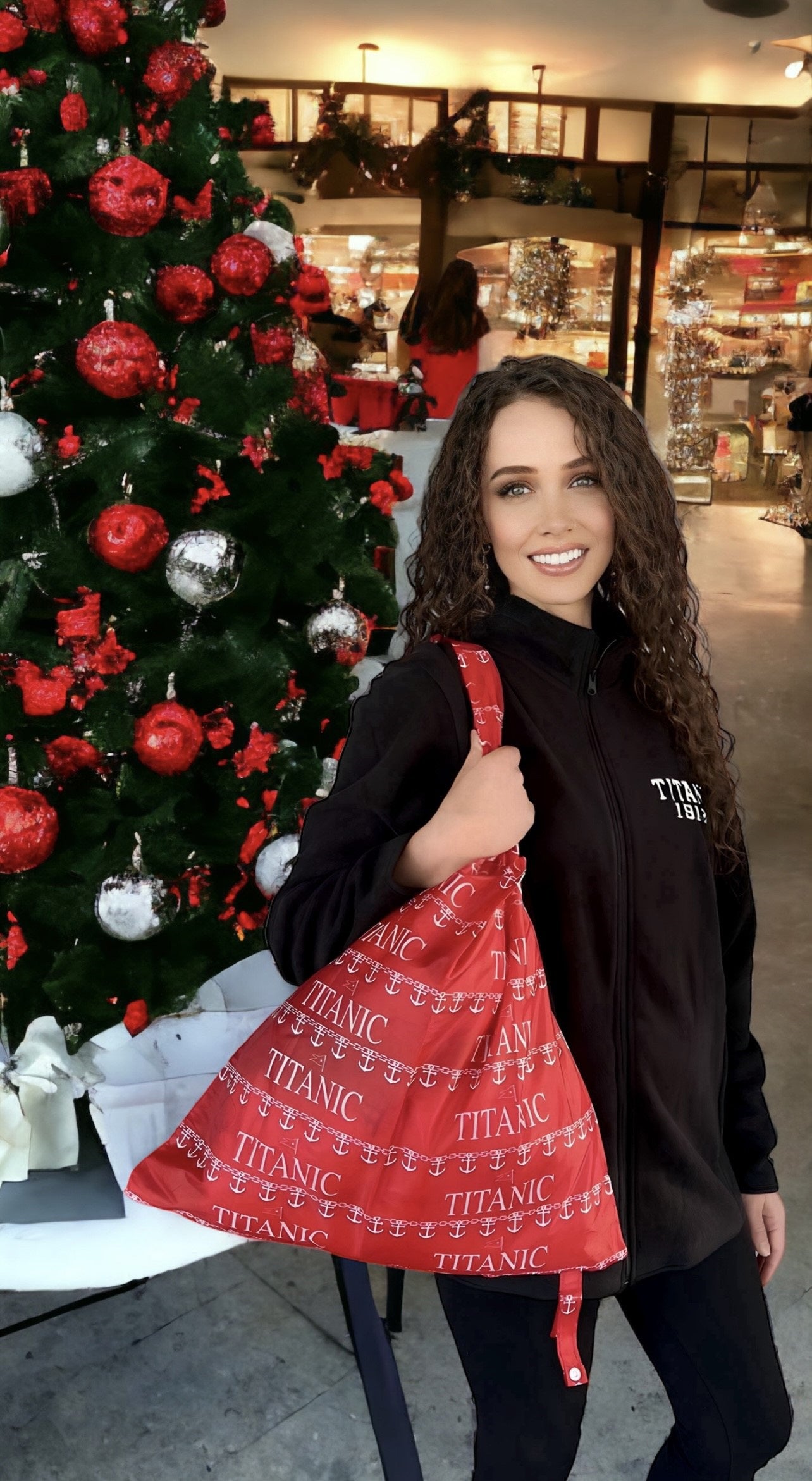 Red Reusable Titanic Stowaway Tote Bag