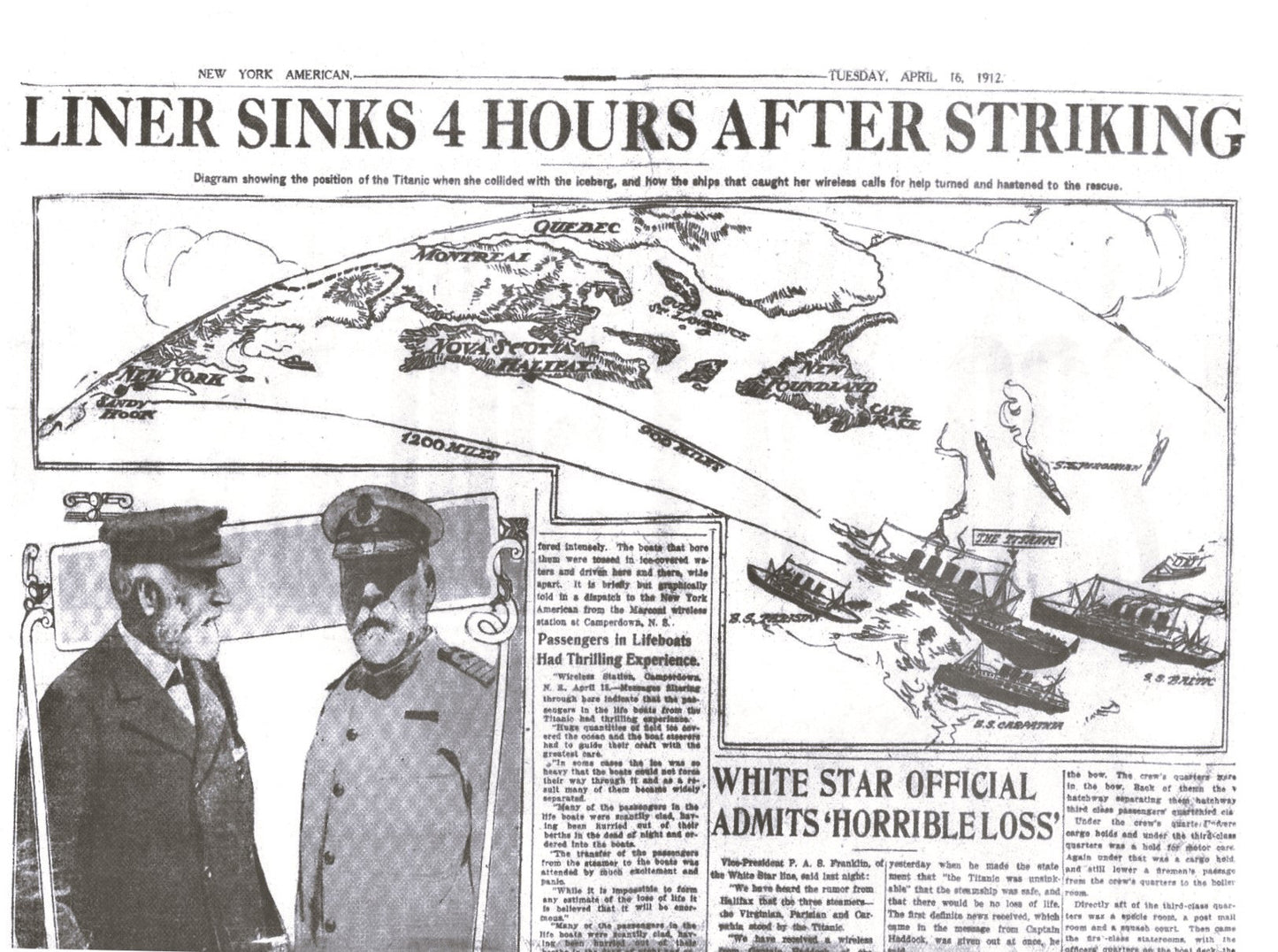 Titanic Replica Newspaper - The New York American, April 16, 1912