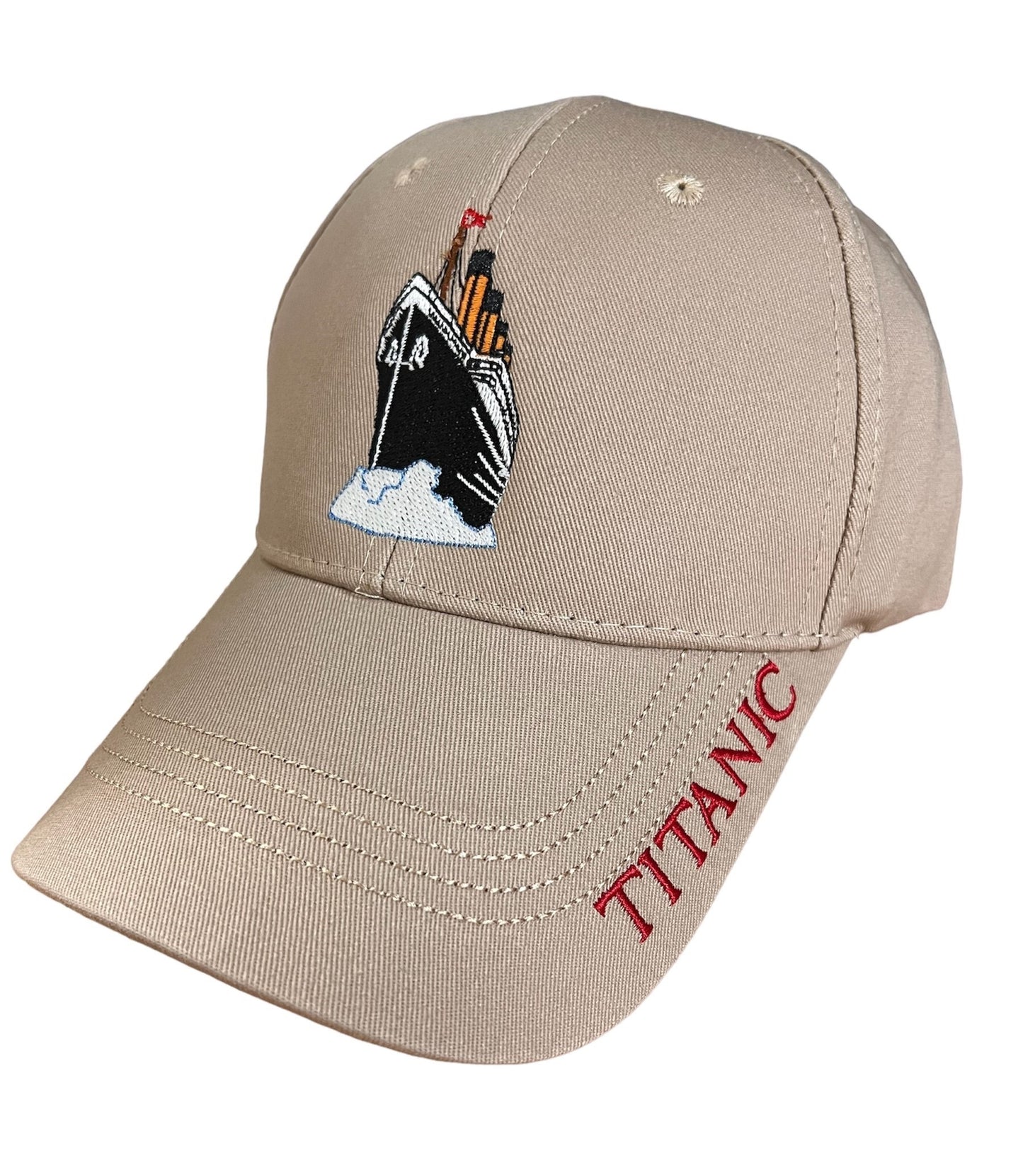 Ship At Sea Beige Embroidered Cap