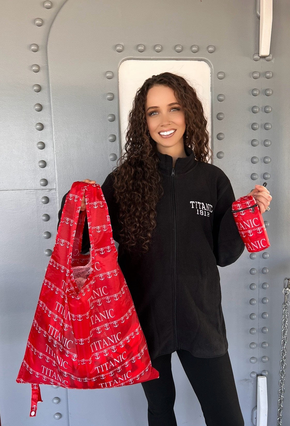 Red Reusable Titanic Stowaway Tote Bag