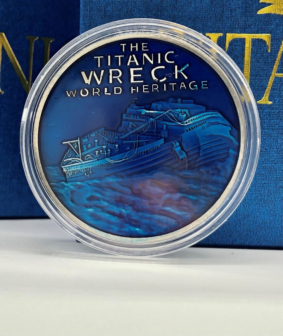 Titanic Two-Sided Collector Coin - Wreckage in Blue