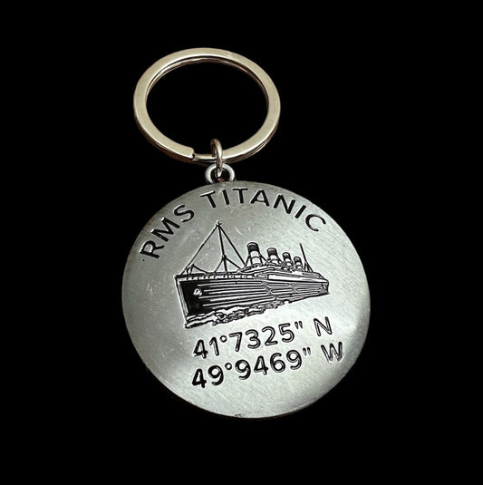 Titanic Coordinates Disk Key Ring