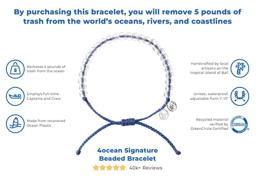 4Ocean Bracelet - Signature Blue Beaded