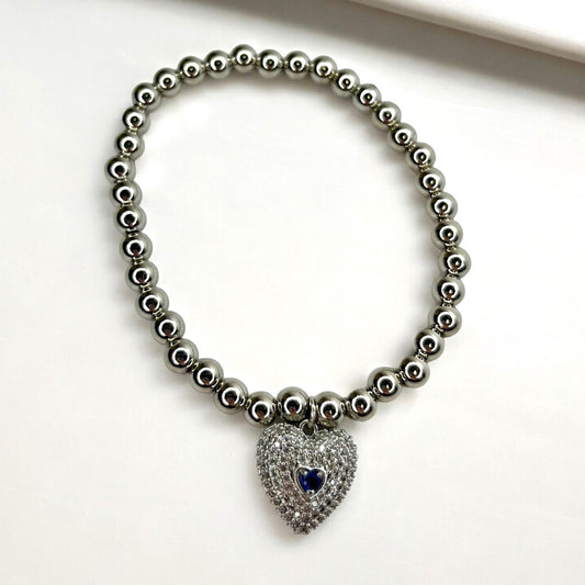 "Never Let Go" Titanic Pavé Heart Bracelet