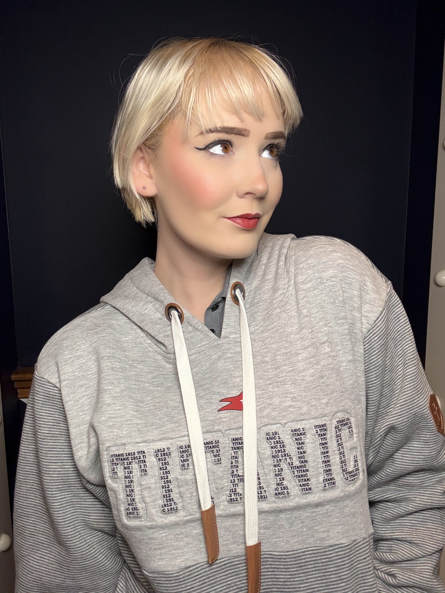 Titanic Embossed Hoodie with Leatherette Accents