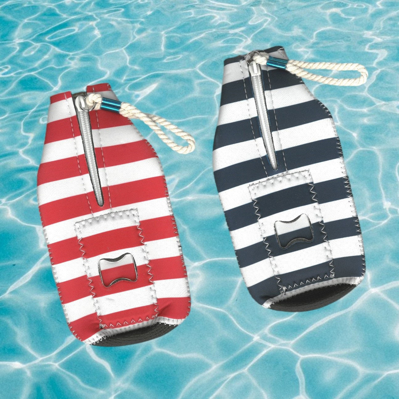 Koozie Bottle Insulator with Nautical Stripes