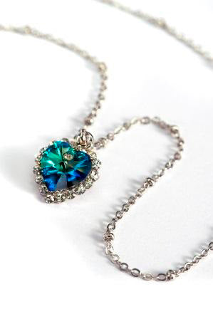 Titanic Blue Crystal Heart Chip Necklace