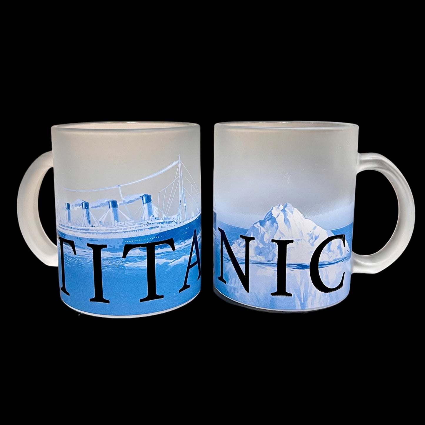 Blue Titanic Scene Wrap Around Glass Mug