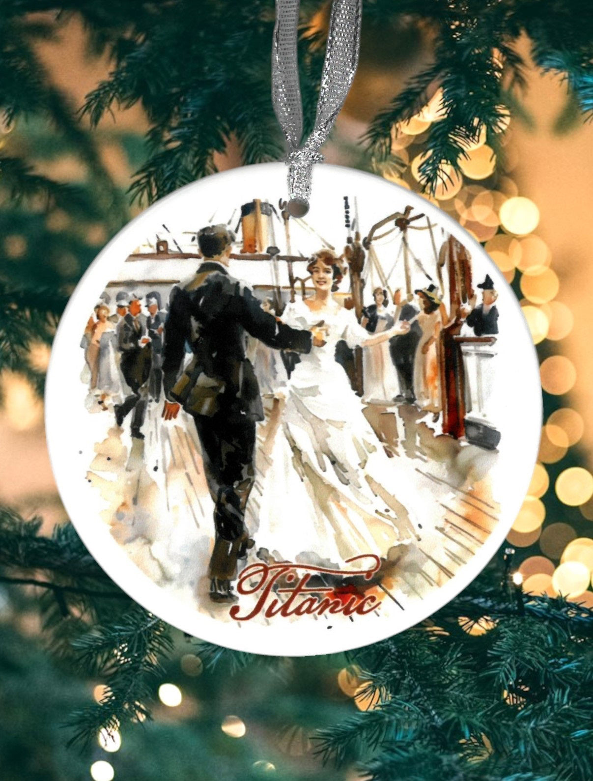 Dancing on Deck Watercolor Ornament