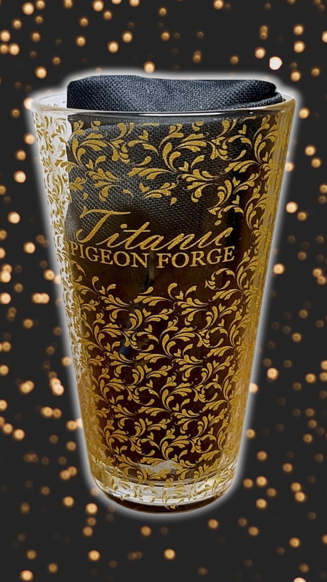 Titanic Gold Filigree Pint Glass - Pigeon Forge, TN
