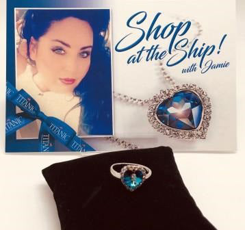 Blue Precision Cut Crystal Heart Chip Ring