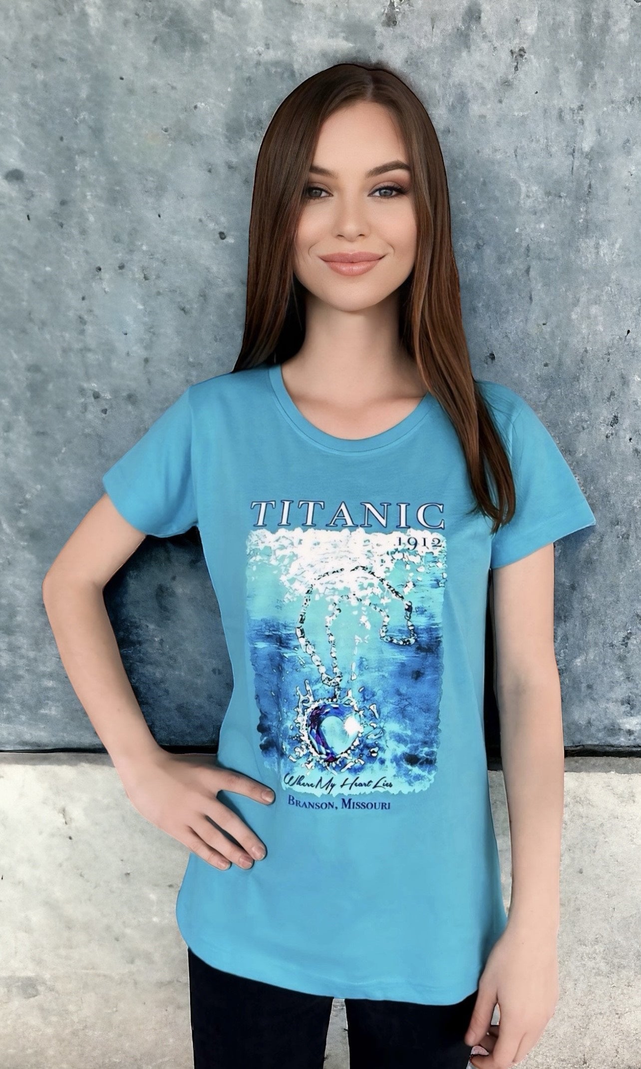 Blue Heart Ladies T-Shirt - Branson MO