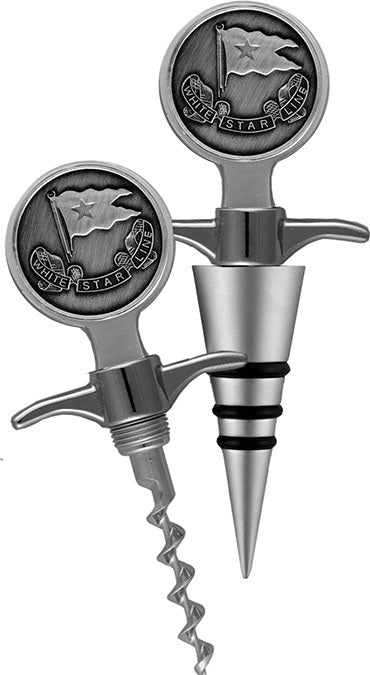 Titanic Pewter Emblem Corkscrew and Bottle Stopper - White Star Line