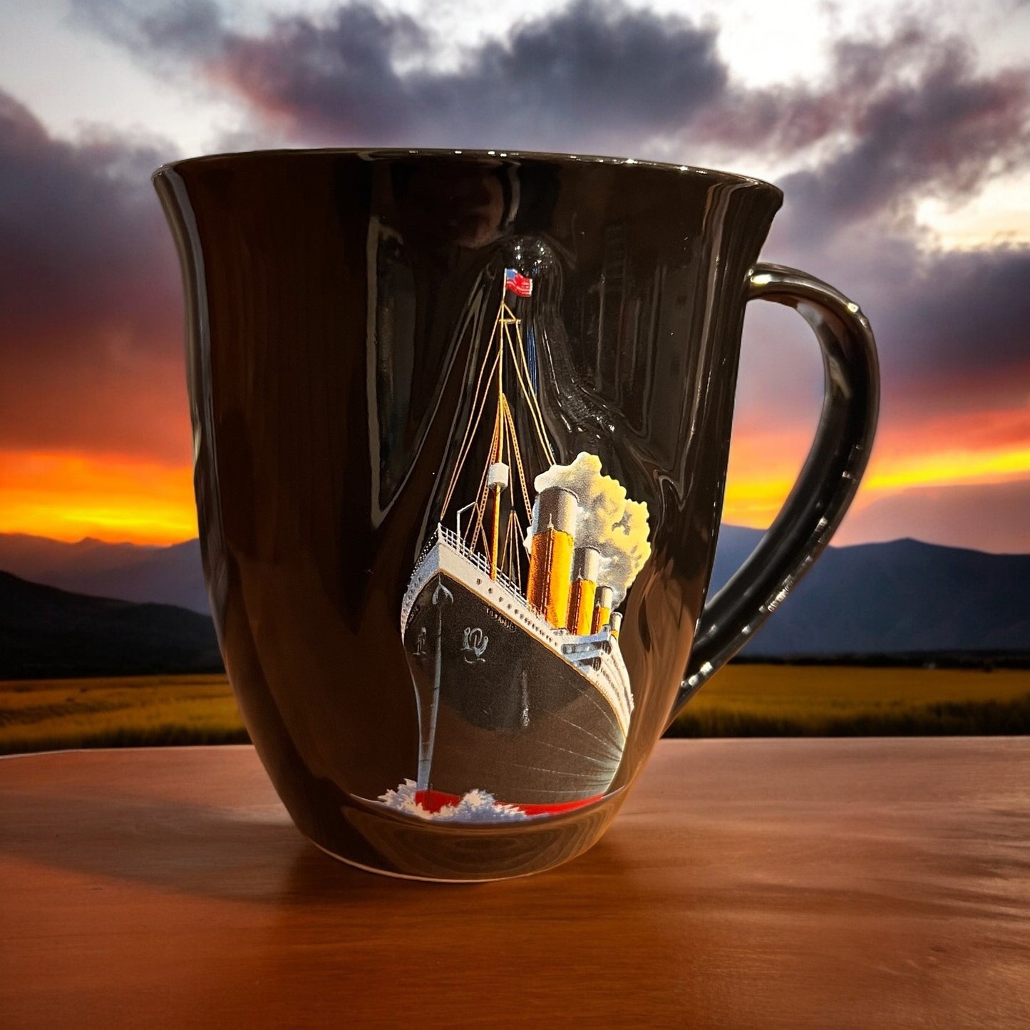 Black and Navy 3D Titanic Flared Mug