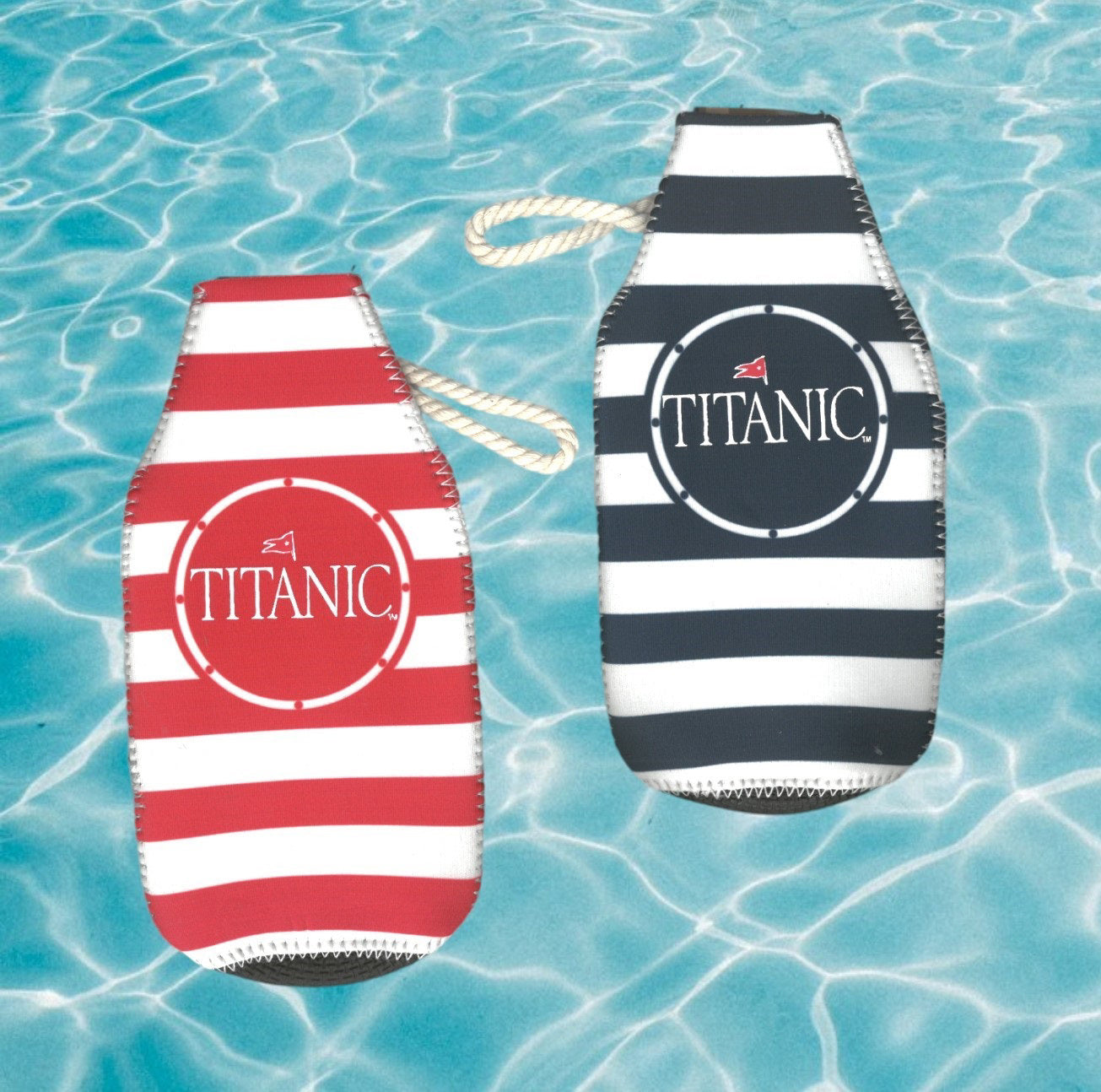 Koozie Bottle Insulator with Nautical Stripes