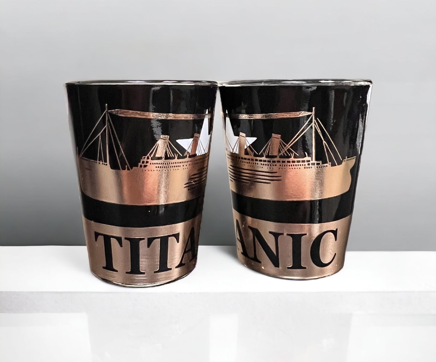 Titanic Black and Rose Gold Shot Glass