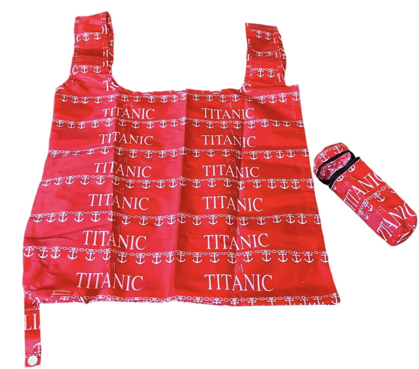 Red Reusable Titanic Stowaway Tote Bag