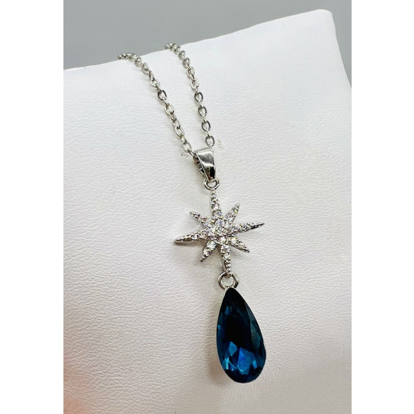 North Star Pendant with Blue Teardrop