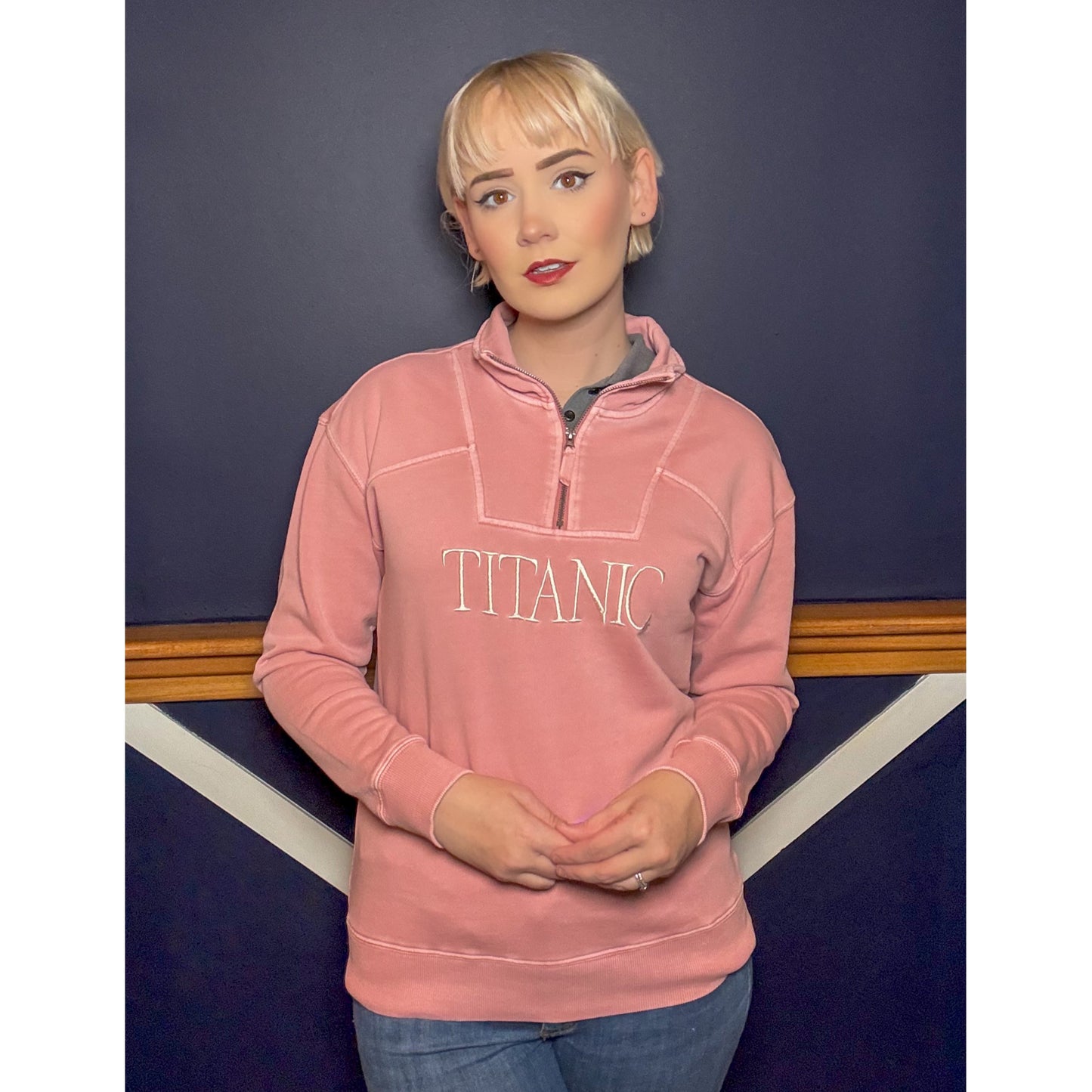 Ladies Titanic Quarter Zip Vintage French Terry Pullover