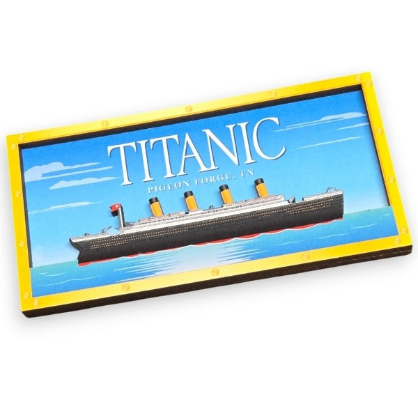 A slightly angled full view of the magnet, showcasing the interesting blend of 2D and 3D design.