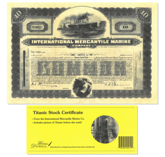 Titanic Souvenir Stock Certificate