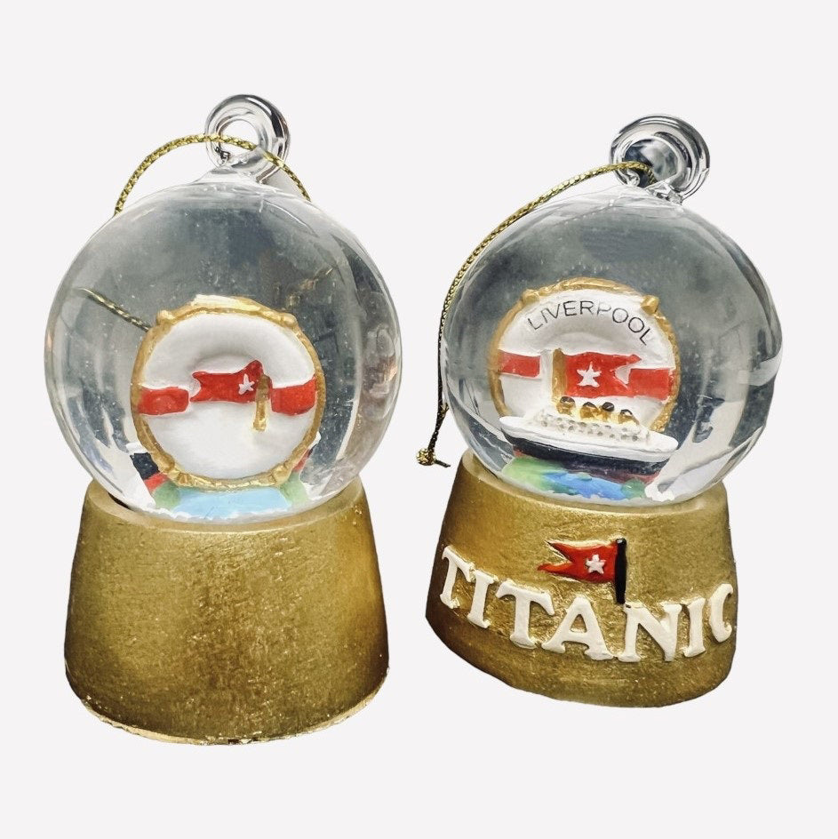 Titanic Life Ring Water Globe Ornament
