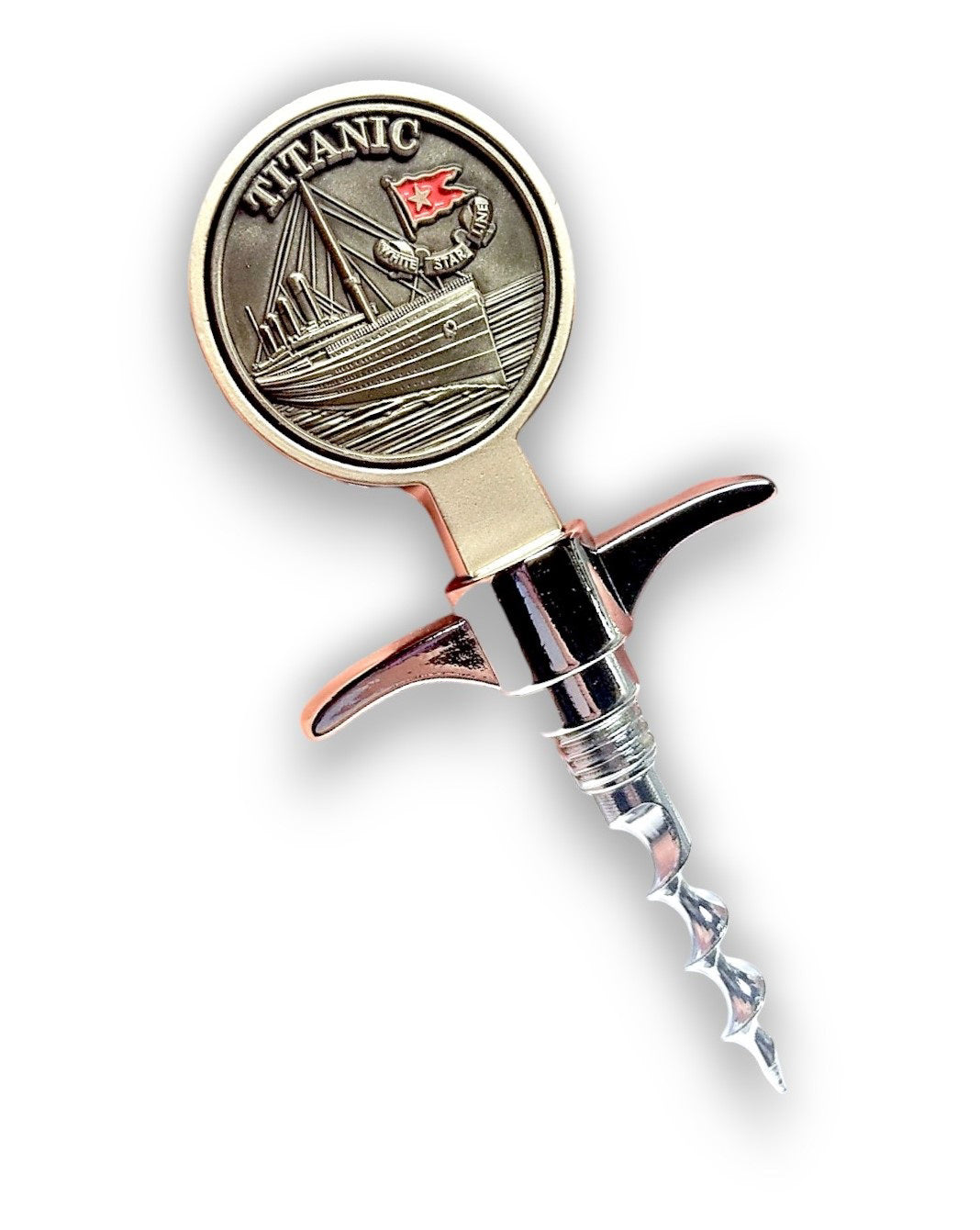 Titanic Pewter Emblem Corkscrew and Bottle Stopper - Ship