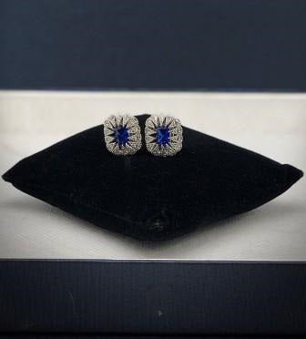 Victorian Blue Stone Burst Earrings