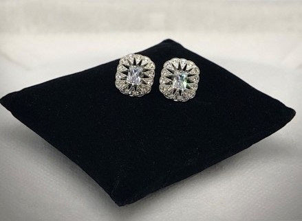 DISC Earring Clear Stone Burst