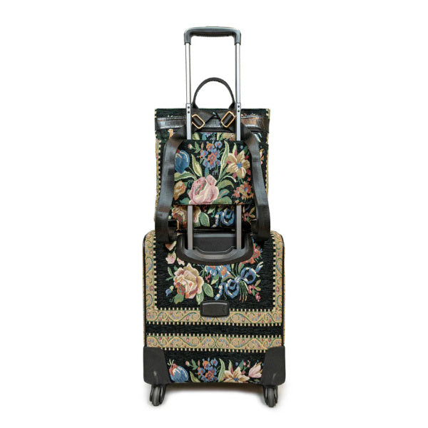 Vintage Beaded Backpack - Flower Shop Tapestry Black