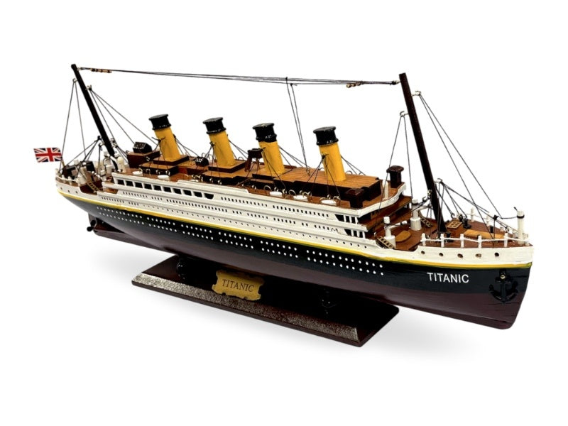Detailed large wooden model of Titanic.