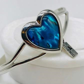 Blue Paua Cuff Heart Bracelet