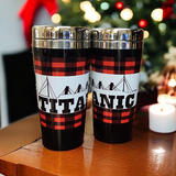TITANIC RED PLAID STAINLESS STEEL TUMBLER
