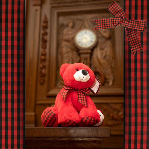 SMALL TITANIC HUGGABLE RED HOLIDAY BEAR PLAID PAWS EDITION