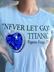 "NEVER LET GO" TITANIC HEART LADIES T SHIRT XXL