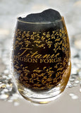 TITANIC GOLD FILIGREE STEMLESS WINE GLASS