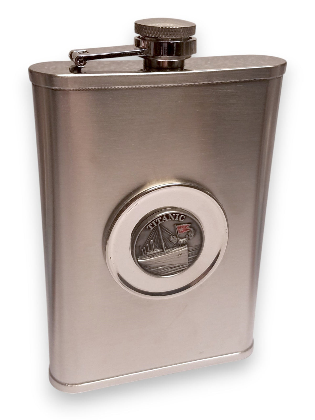 Titanic Pewter Emblem Flask with Collapsible Shot Glass - Ship