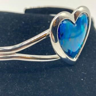 Blue Paua Cuff Heart Bracelet
