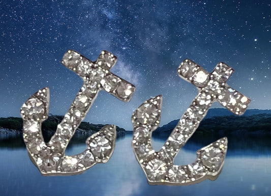 Crystal Anchor Earrings Clear