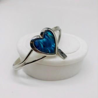 Blue Paua Cuff Heart Bracelet