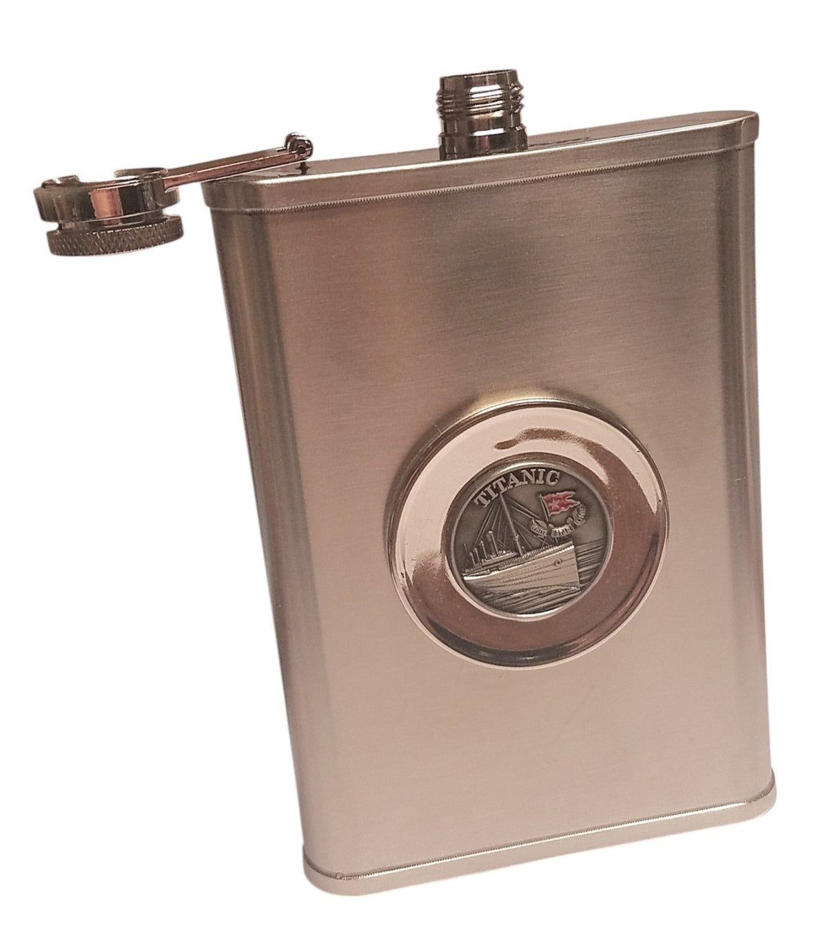 Titanic Pewter Emblem Flask with Collapsible Shot Glass - Ship