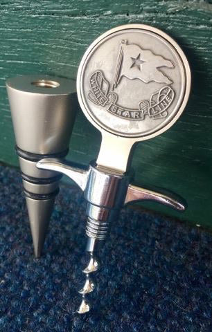 Titanic Pewter Emblem Corkscrew and Bottle Stopper - White Star Line