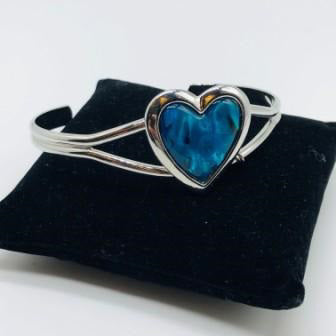 Blue Paua Cuff Heart Bracelet