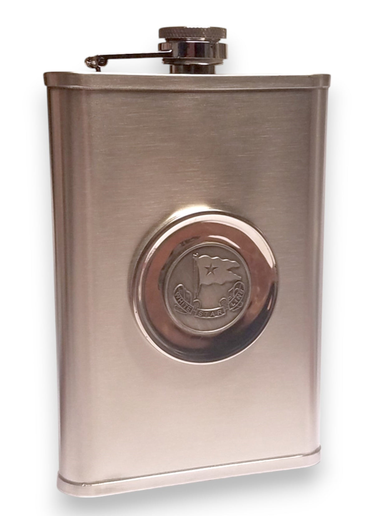 Titanic Pewter Emblem Flask with Collapsible Shot Glass - White Star Line