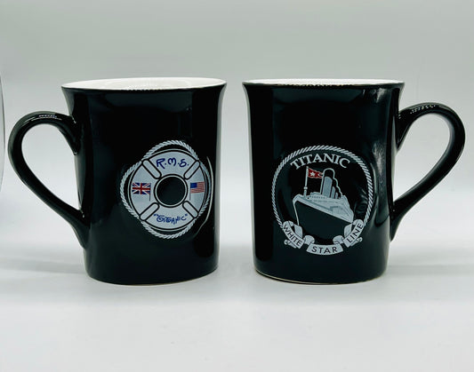 Titanic Life Ring 20 Ounce Embossed Black Mug
