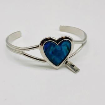 Blue Paua Cuff Heart Bracelet